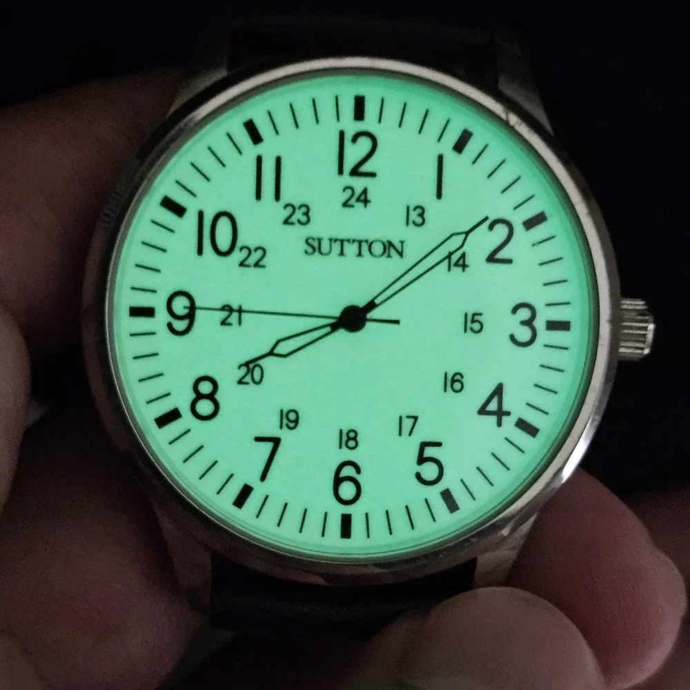Sutton Field Men's Watch 41MM Yellow Dial NEW Black Leather Bands NEW Battery
